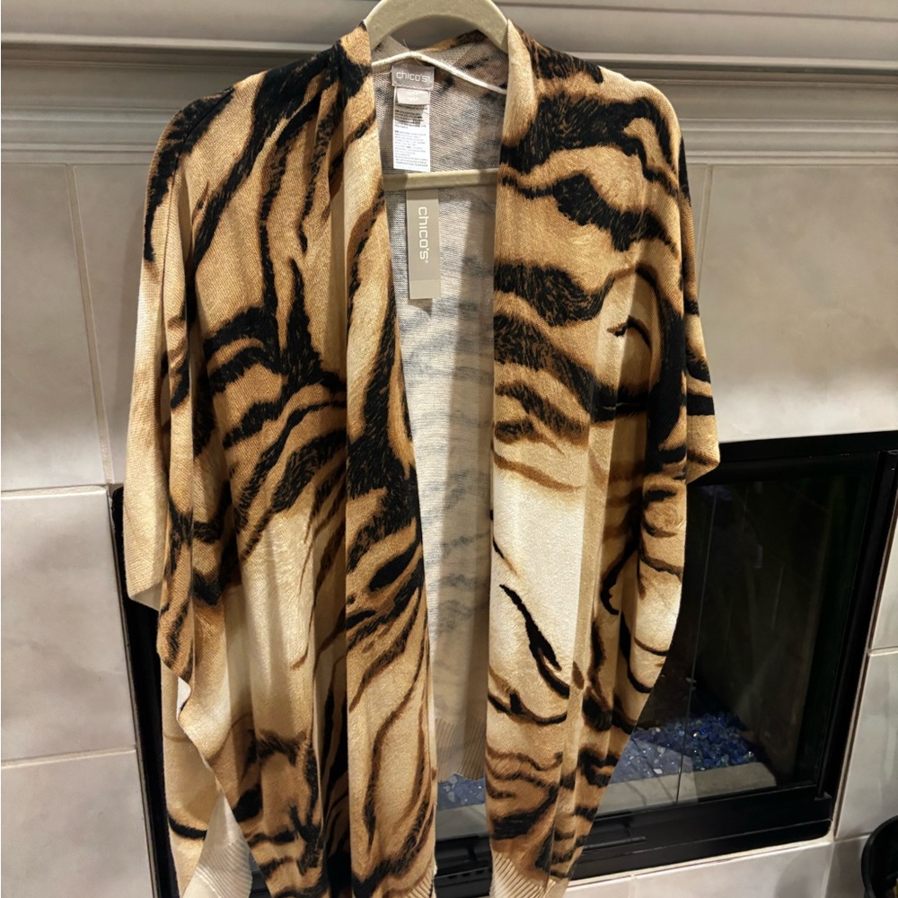 Chico's Animal Print Open Cardigan S/M